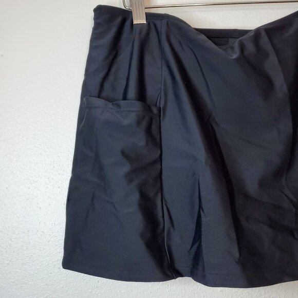 Women's Tankini Swimsuit XL Ellen Tracy Black Floral Swim Skirt Pocket - Picture 7 of 16